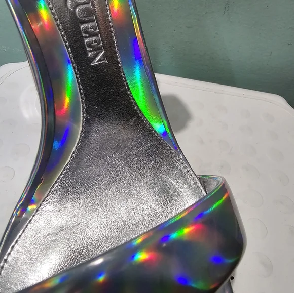 NWT ALEXANDER MCQUEEN Punk Iridescent Stud Ankle Strap Platform Sandals sz 41 - Picture 12 of 16